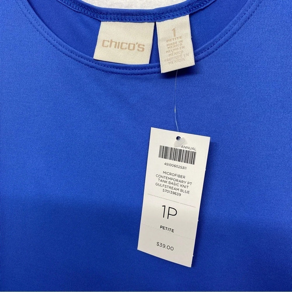 NWT Chico's Microfiber Contemporary Tank Shell Cami Gulfstream Blue 1P S Petite - Picture 3 of 5